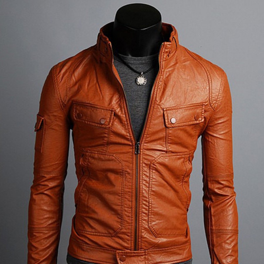 Mens brown tan leather jacket – Modern fashion jacket photo blog