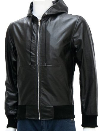 Black Leather Jacket With Hood Photo Album - Reikian