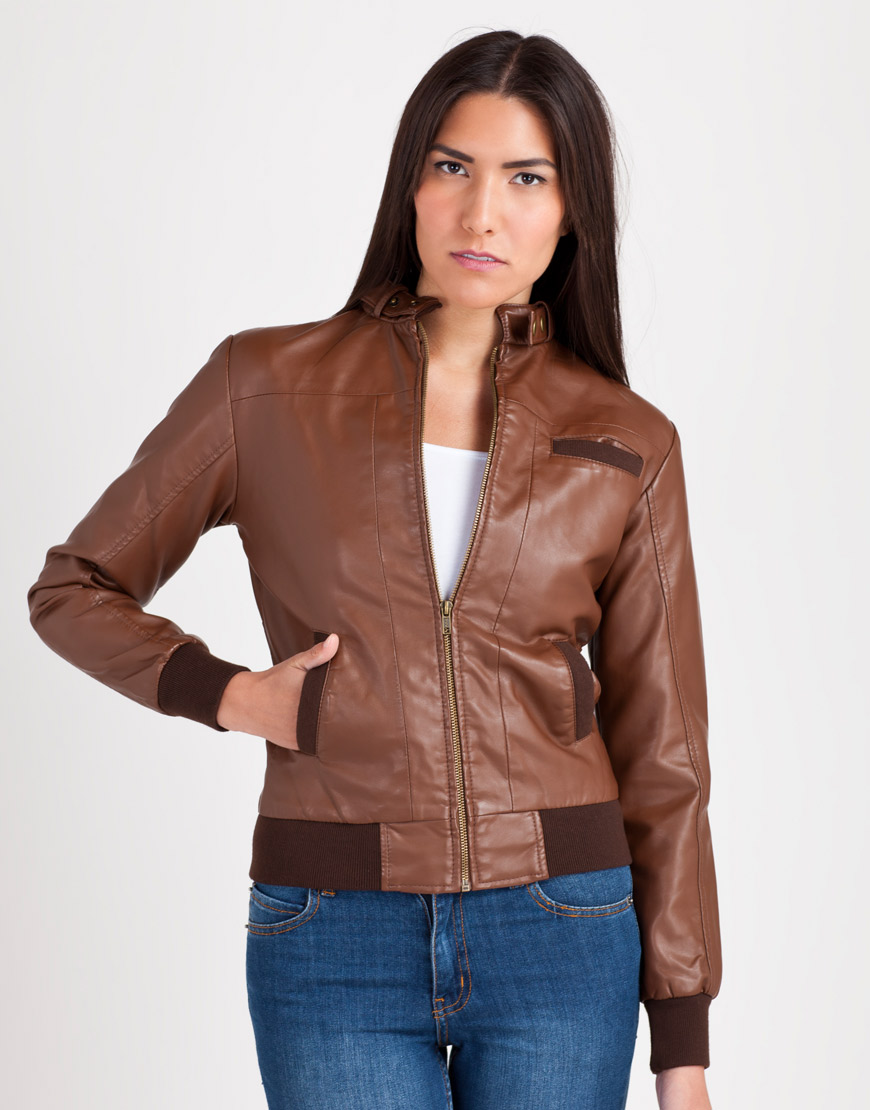 Brown leather bomber jacket ladies – Novelties of modern fashion ...