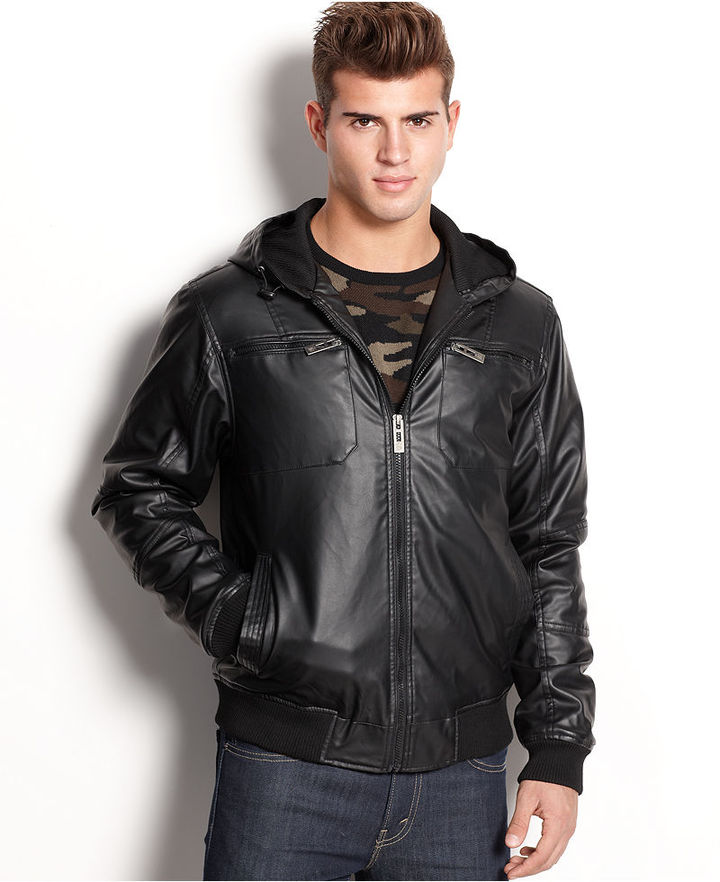 Collection Faux Leather Bomber Jacket Mens Pictures - Reikian