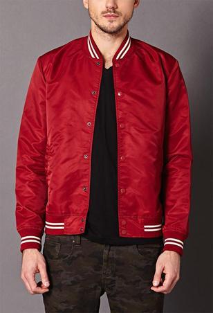 Mens red bomber jacket – Modern fashion jacket photo blog