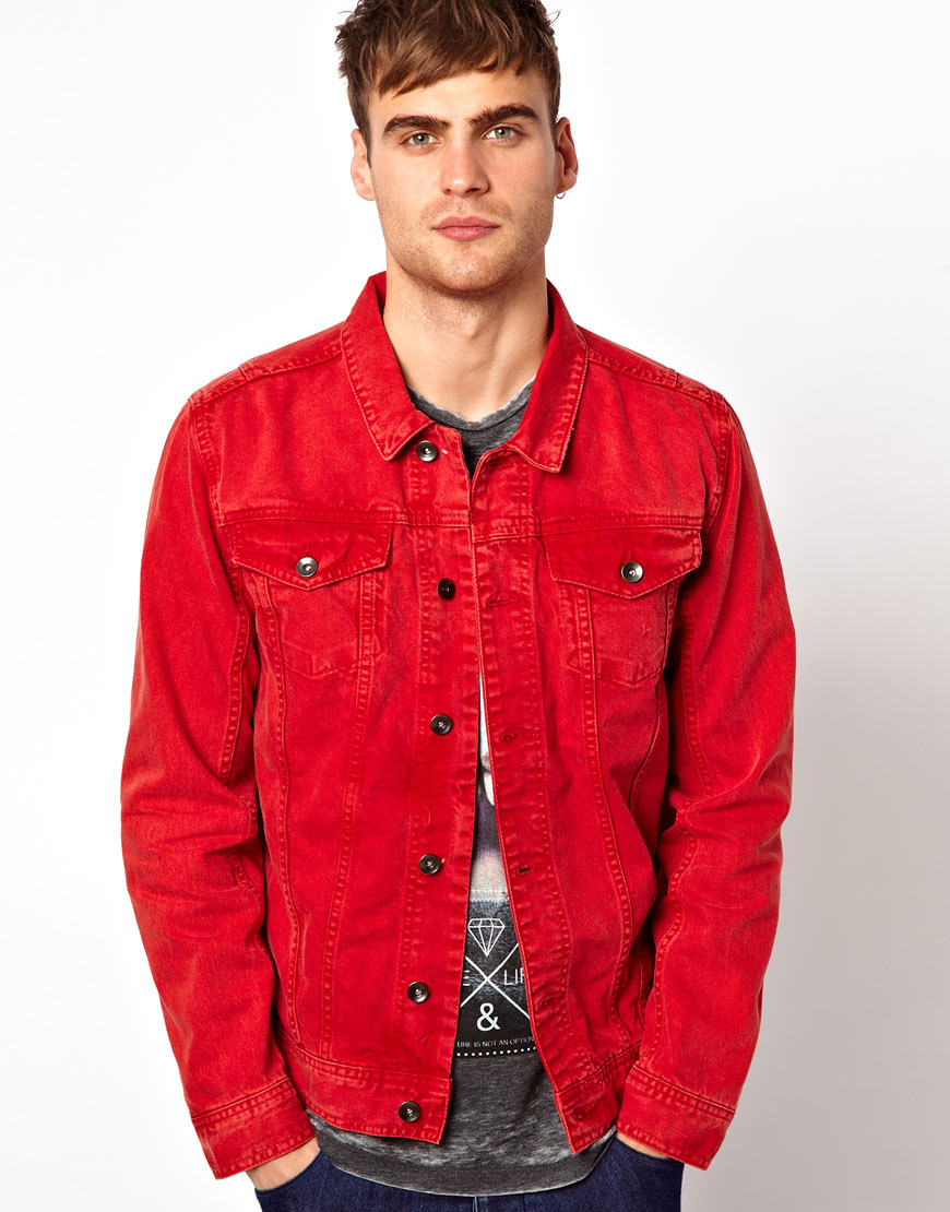 red jean shirt