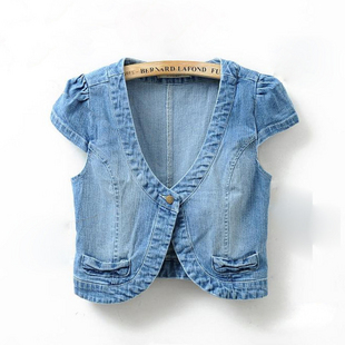 short sleeve denim jacket ladies