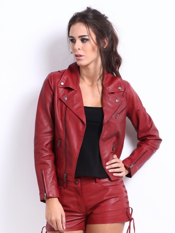 Womens Red Leather Jacket 