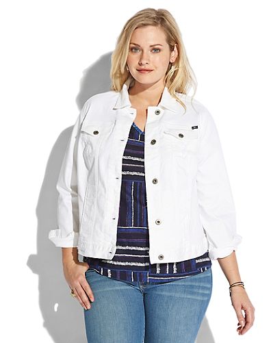 plus size white denim jacket