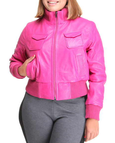 hot pink leather jacket plus size