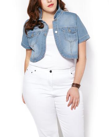 plus size short sleeve jean jacket