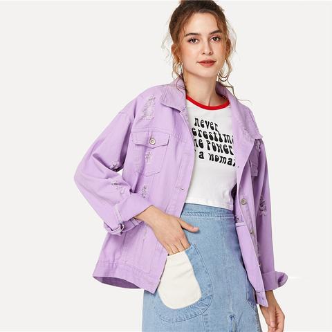 Purple Denim Jacket - Jackets