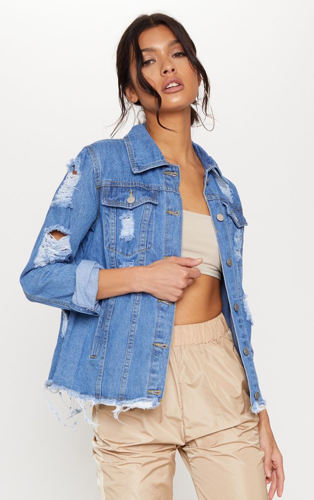 Ripped Denim Jacket Jackets