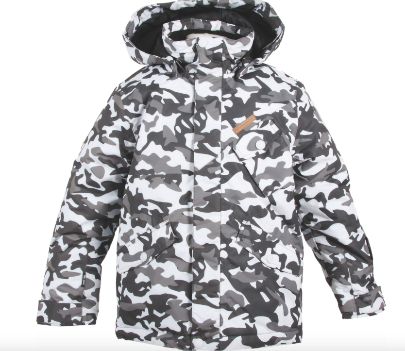 white camo ski jacket