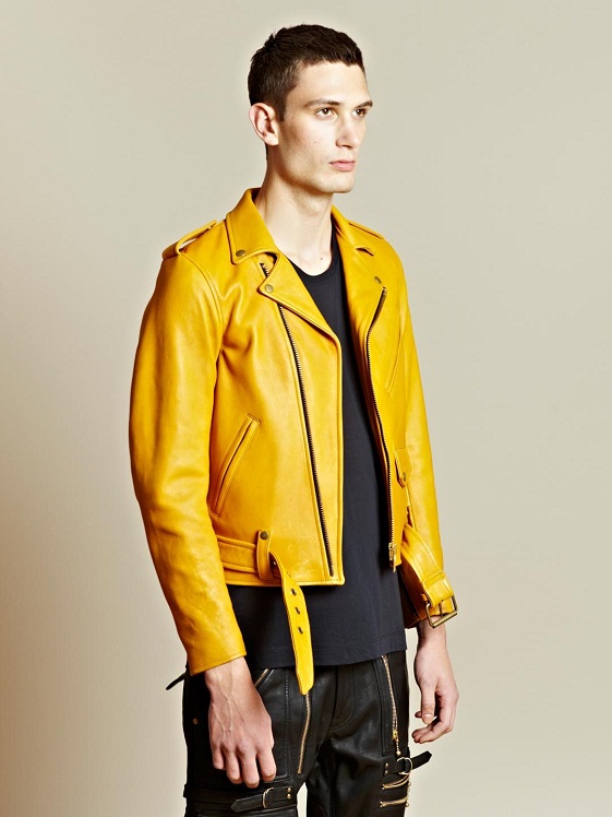 Yellow Motorcycle Jacket - Jackets