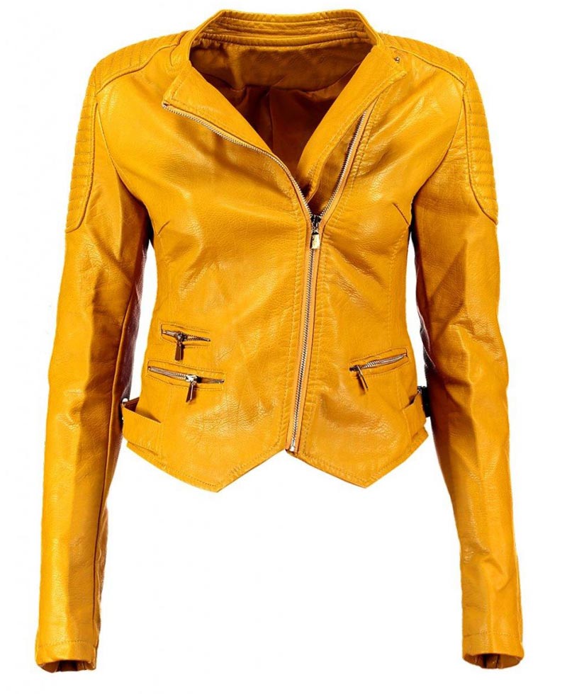 Yellow Motorcycle Jacket - Jackets