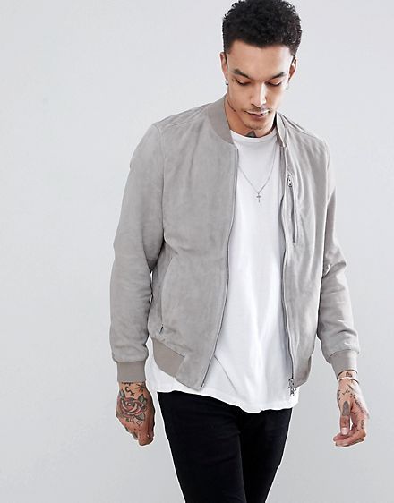 Gray Bomber Jacket - Jackets