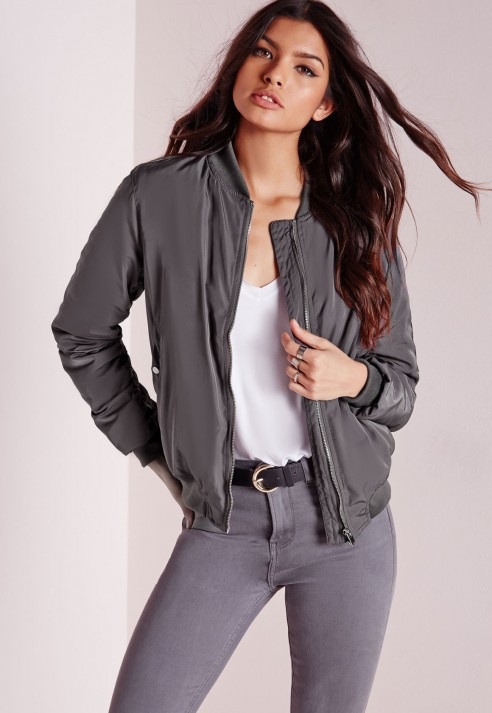 Gray Bomber Jacket - Jackets