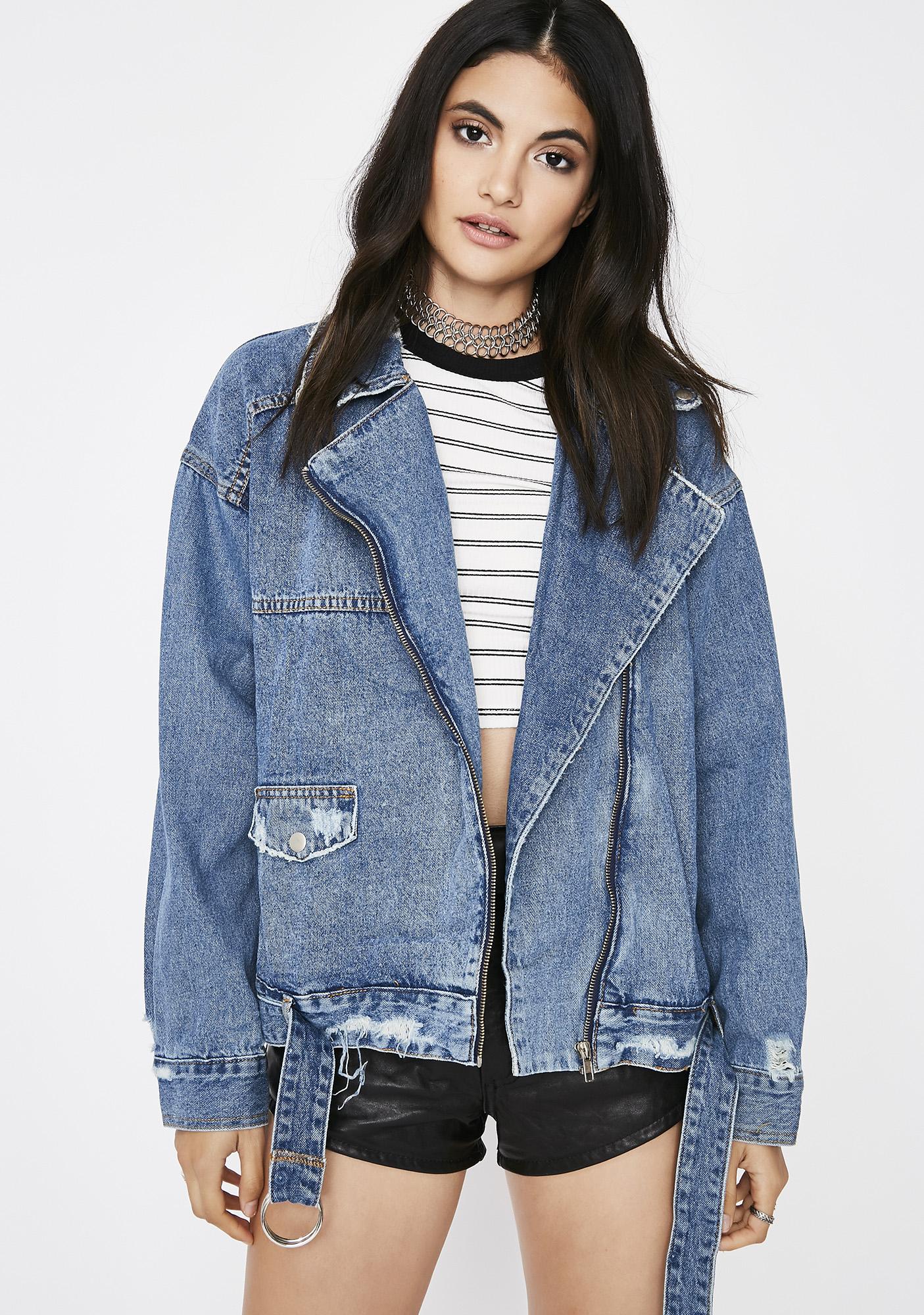 Denim Moto Jacket - Jackets