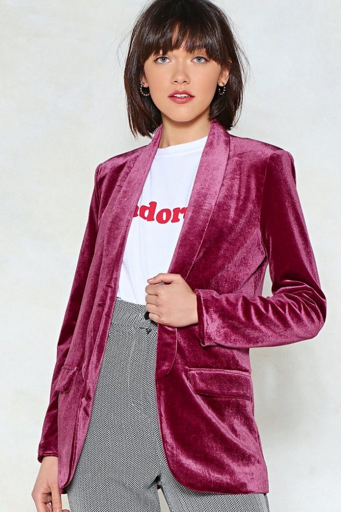 dusky pink velvet jacket