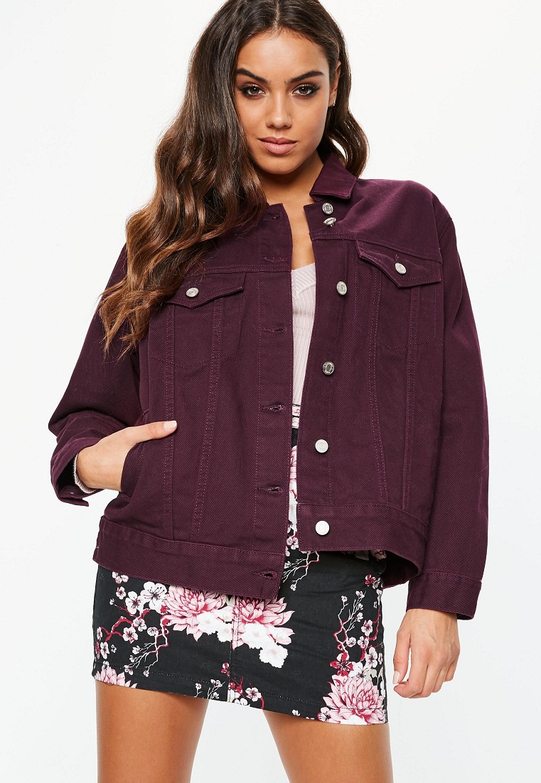 Burgundy Denim Jacket - Jackets