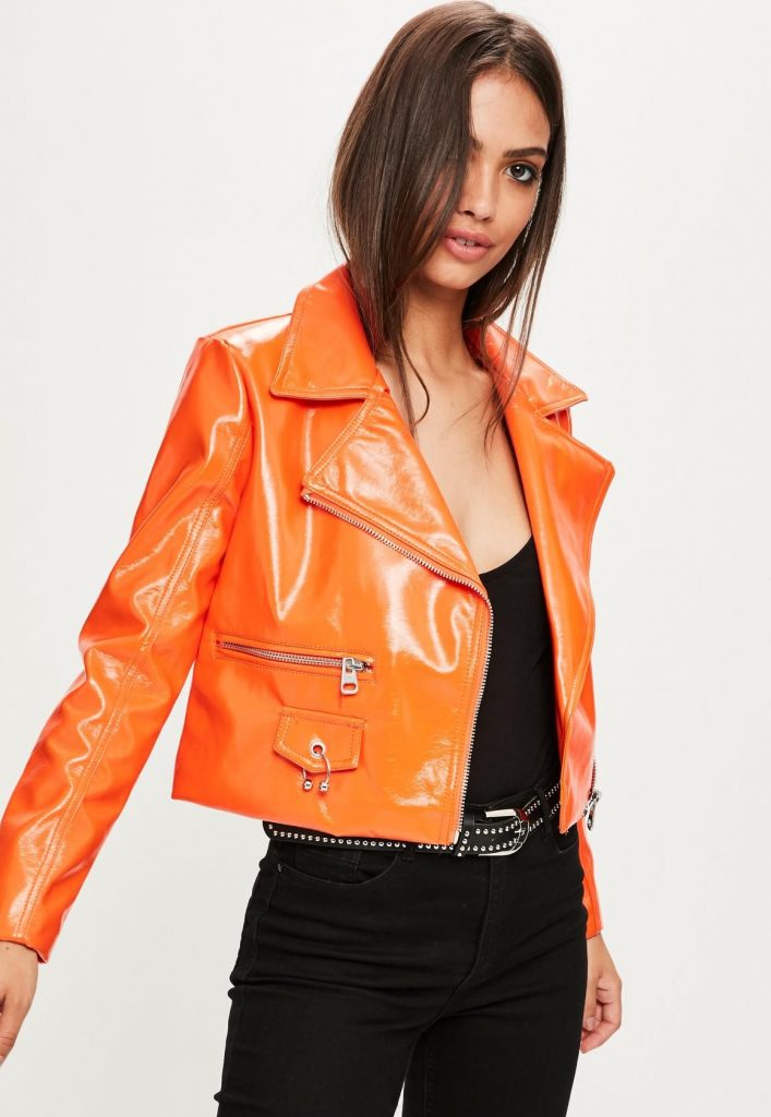 Orange Leather Jacket - Jackets