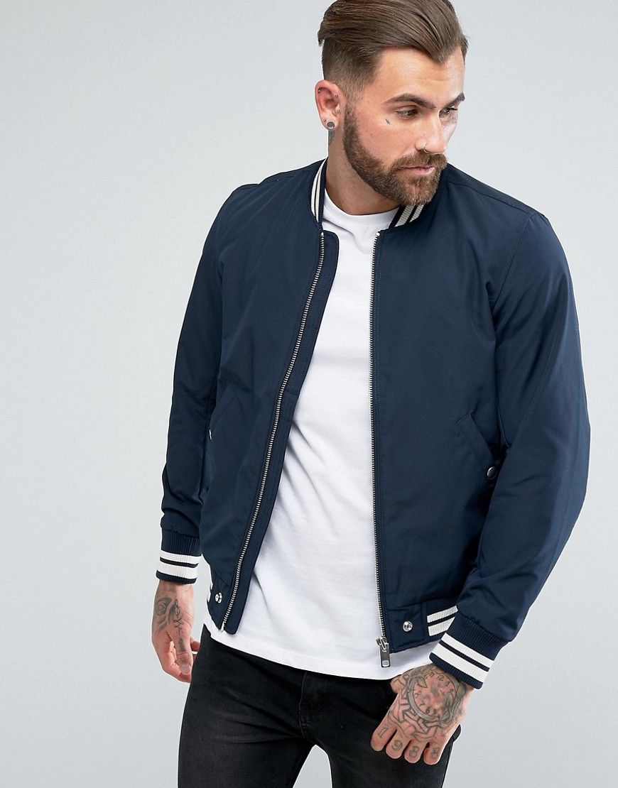 Navy Bomber Jacket - Jackets